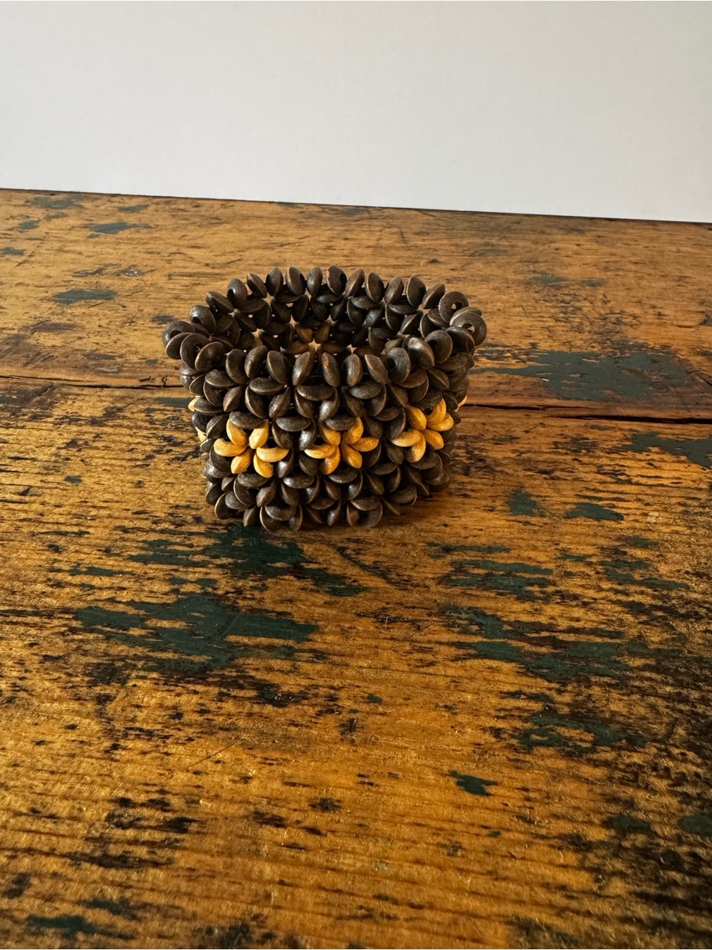 Handcrafted Brown and Tan Seed Bead Stretch Bracelet